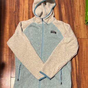L.L. Bean Blue & Heather Gray Full-Zip Hooded Fleece size XL 18